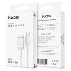 Καλώδιο Σύνδεσης USB 2.0 inos UltraCon USB A σε USB C 30W 1m Λευκό