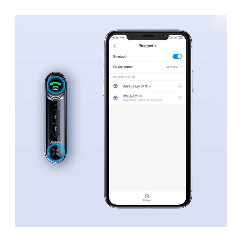Bluetooth Audio Receiver AUX mini jack Baseus Qiyin WXQY-01 για Αυτοκίνητο & Άλλες Συσκευές Μαύρο