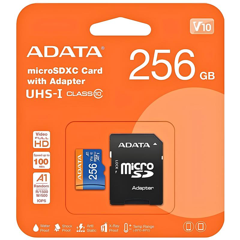 Κάρτα μνήμης Micro SDXC C10 UHS-1 U1 Adata Premier 100MB/s 256GB + 1 ADP