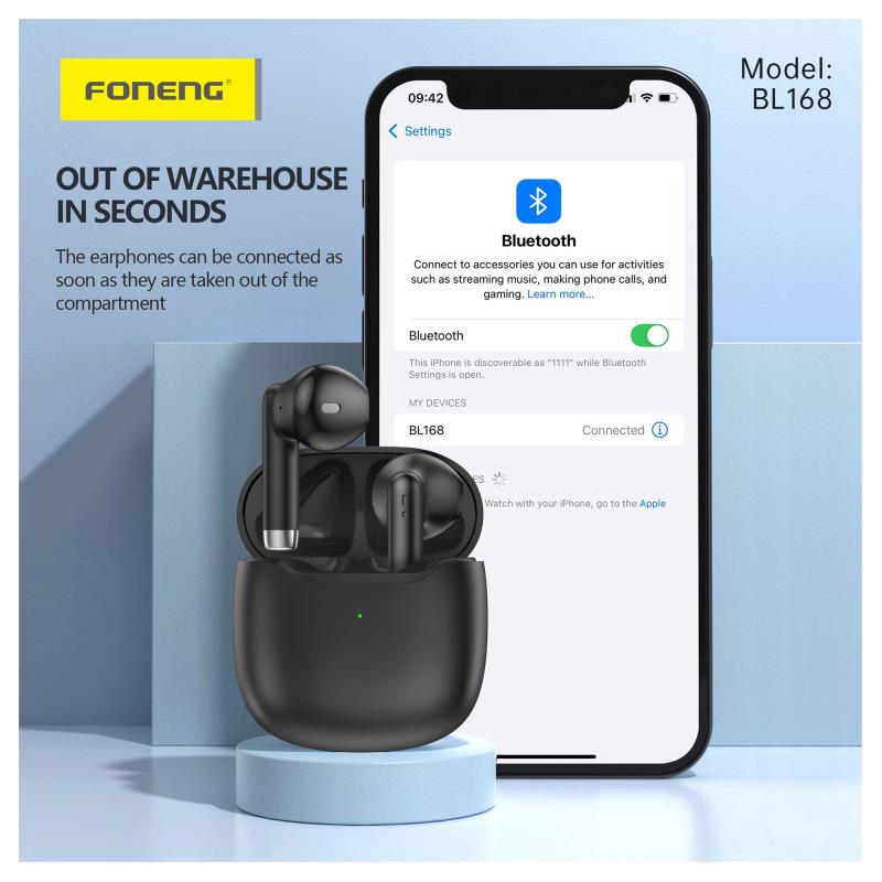 True Wireless Ακουστικά Bluetooth Foneng BL168 Μαύρο
