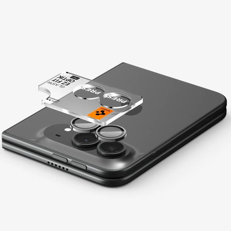 Προστατευτικό Κάλυμμα Κάμερας Spigen Optik.tR EZ-FIT για Τζαμάκι Κάμερας Apple iPhone Duo Λευκό (2 τεμ.)