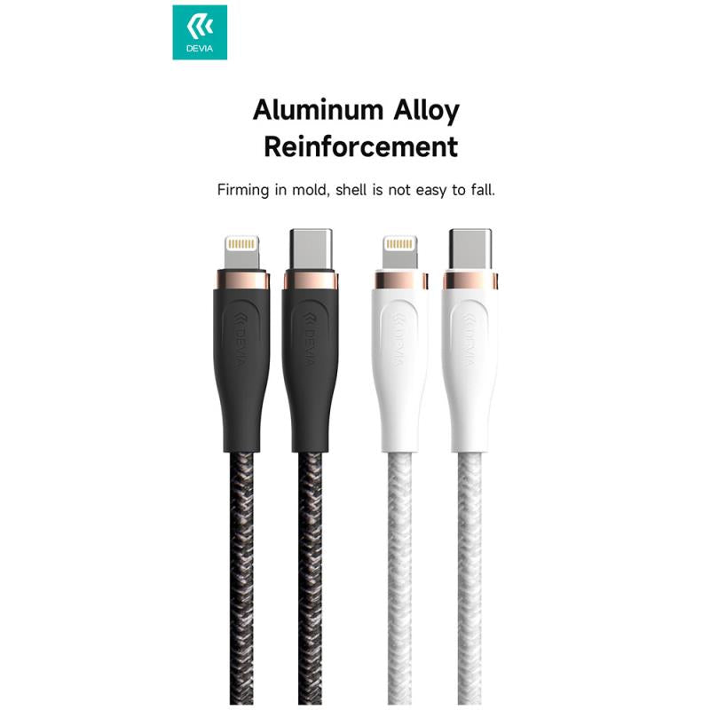 Καλώδιο Σύνδεσης USB 2.0 Woven Devia EC418 Braided USB C σε Lightning PD 27W 1.5m Star Λευκό