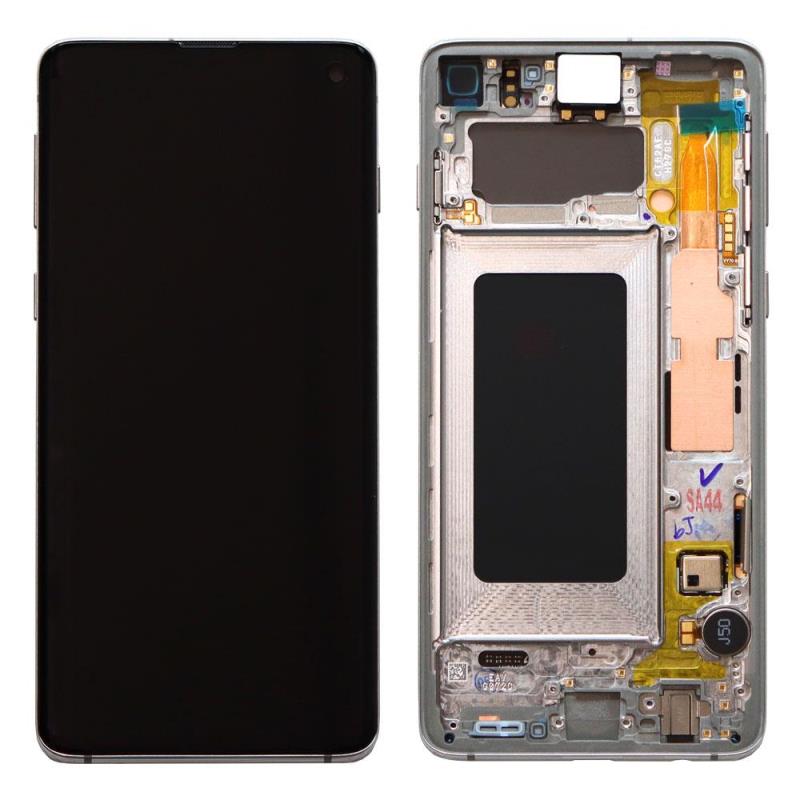 Οθόνη με Touch Screen & Μπροστινή Πρόσοψη Samsung G973F Galaxy S10 Ασημί (Original)