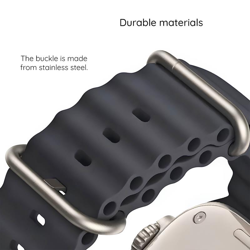 Λουράκι Σιλικόνης Ocean για Apple Watch 44/ 45/ 46/ 49mm Μαύρο (Ασυσκεύαστο)