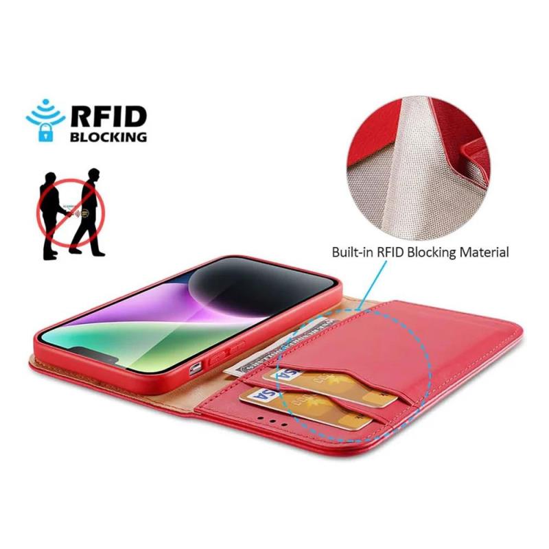 Θήκη Δερμάτινη Dux Ducis Hivo RFID Wallet Apple iPhone 15 Pro Max Κόκκινο