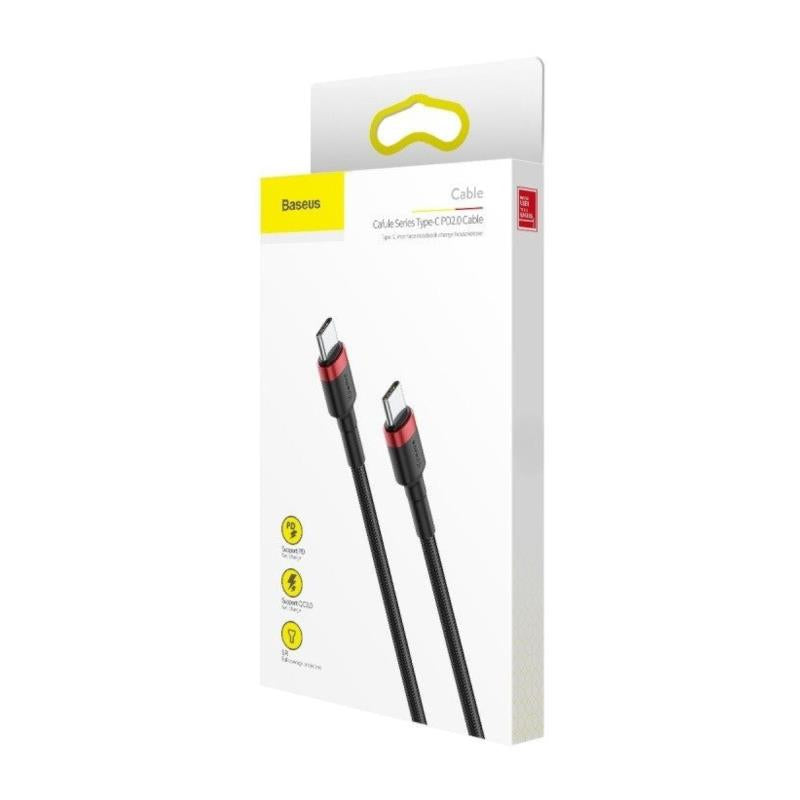 Καλώδιο Σύνδεσης USB 2.0 Baseus Cafule USB C σε USB C Flash PD 60W 2m Μαύρο-Κόκκινο