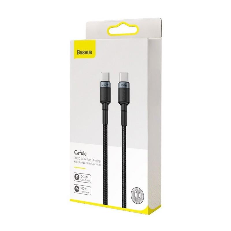 Καλώδιο Σύνδεσης USB 2.0 Baseus Cafule USB C σε USB C Flash PD 100W 2m Μαύρο-Γκρι