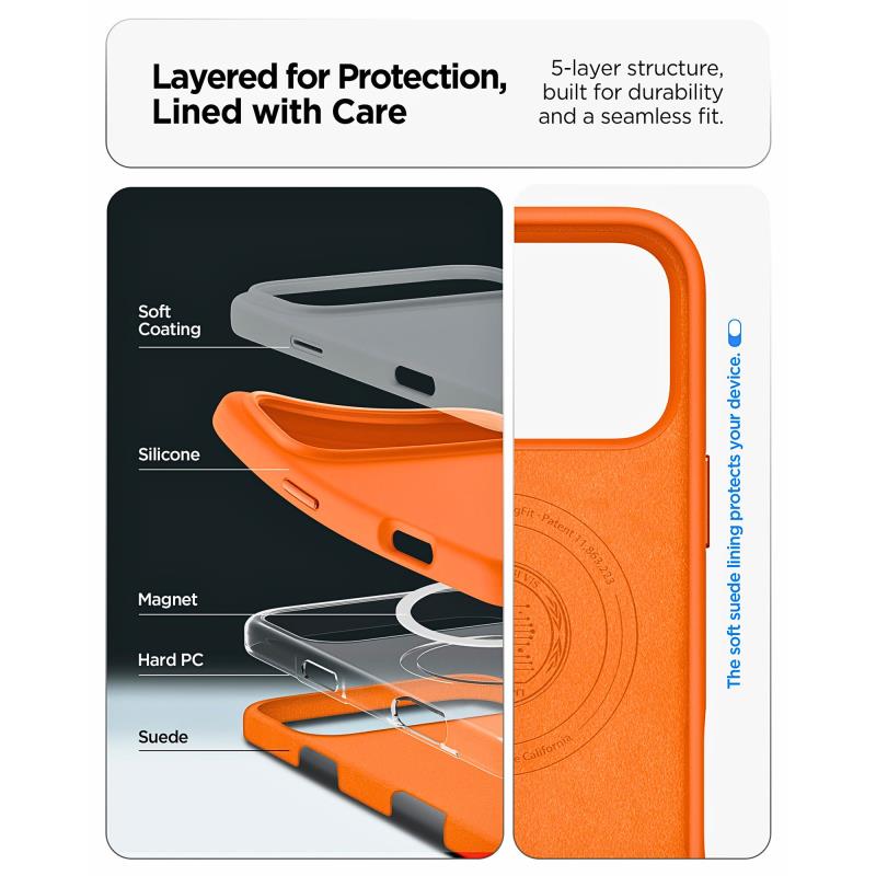 Θήκη Σιλικόνης Spigen Silicone Fit Magsafe Apple iPhone 17 Pro Max 5G Πορτοκαλί