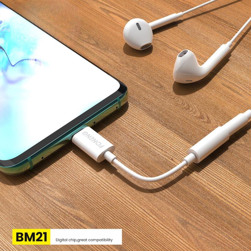 Αντάπτορας Foneng BM21 3.5mm Θηλυκό σε USB C Αρσενικό 0.1m Λευκό