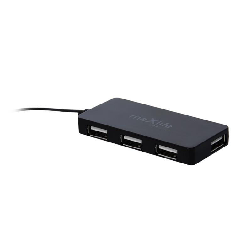 Hub USB A Maxlife 4 σε 1 to USB A & Καλώδιο USB A (Θηλυκό) to USB A (Αρσενικό) 1.5m Μαύρο