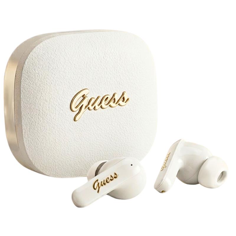 True Wireless Ακουστικά Bluetooth Guess Script Metal Logo 4G Λευκό
