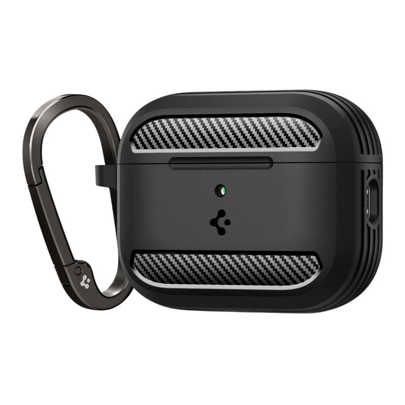 Θήκη Σιλικόνης Spigen Rugged Armor Apple AirPods Pro 3 με Γάντζο Μαύρο