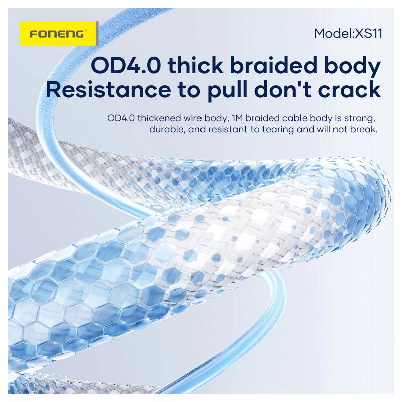 Καλώδιο Σύνδεσης USB 2.0 Foneng XS11 Braided USB C σε USB C 60W 1m Λευκό