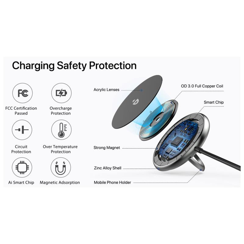 Ασύρματη Βάση Φόρτισης Μαγνητική Choetech T697-F 15W με Stand Μαύρο