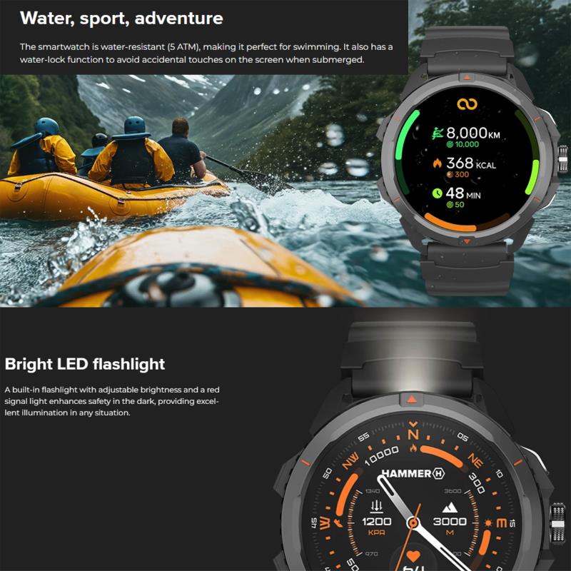 Smartwatch Hammer Watch 2 1.5" Μαύρο-Πορτοκαλί