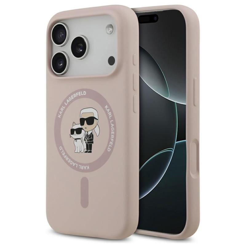 Θήκη Σιλικόνης Karl Lagerfeld Magsafe Apple iPhone 17 Pro Max Ring Karl & Choupette Ροζ