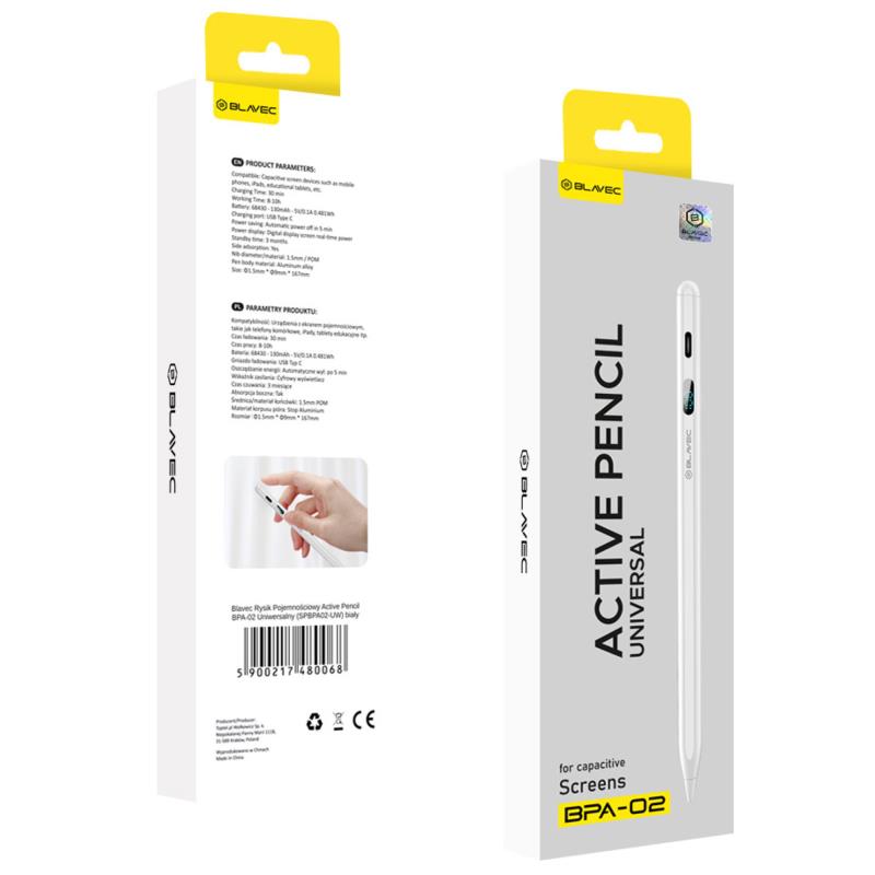 Universal Πενάκι Οθόνης Blavec Active Pencil BPA-02 για Android & iOS Λευκό