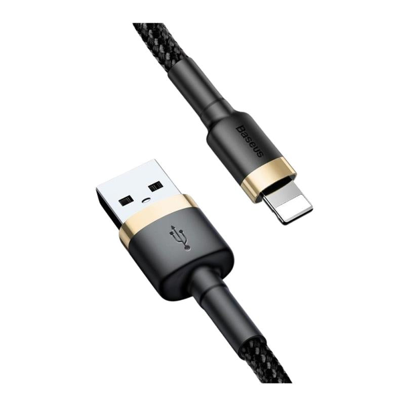 Καλώδιο Σύνδεσης USB 2.0 Baseus Cafule USB A σε Lightning 12W 2.4A 1m Μαύρο-Χρυσό