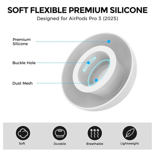 Eartips Σιλικόνης AhaStyle WG187 Apple AirPods Pro 3 S/ M/ L Λευκό (3 ζεύγη)