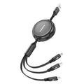 Καλώδιο Σύνδεσης USB 2.0 Foneng X113 Retractable Flat 3 σε 1 USB A σε Micro USB & USB C & Lightning 1.1m Μαύρο