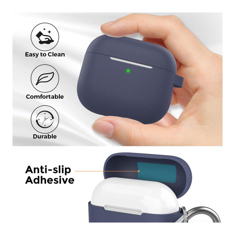Θήκη Σιλικόνης AhaStyle PT148 Apple AirPods 3 Premium με Γάντζο Σκούρο Μπλε