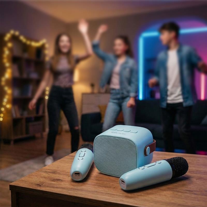 Φορητό Ηχείο Bluetooth Blavec WS-07 Karaoke Party με 2 Μικρόφωνα 5W Μπλε