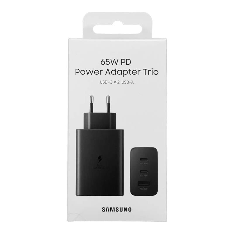 Φορτιστής Ταξιδίου Ταχείας Φόρτισης Samsung EP-T6530 Trio 3A με Εξόδους 2 x USB C & 1 x USB A 65W Μαύρο