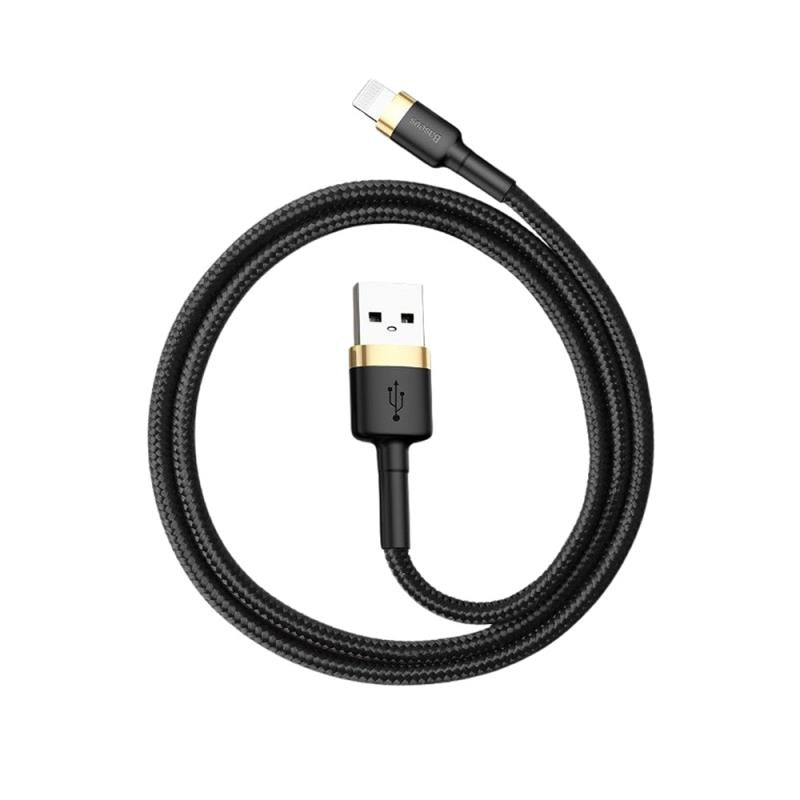 Καλώδιο Σύνδεσης USB 2.0 Baseus Cafule USB A σε Lightning 12W 2.4A 1m Μαύρο-Χρυσό