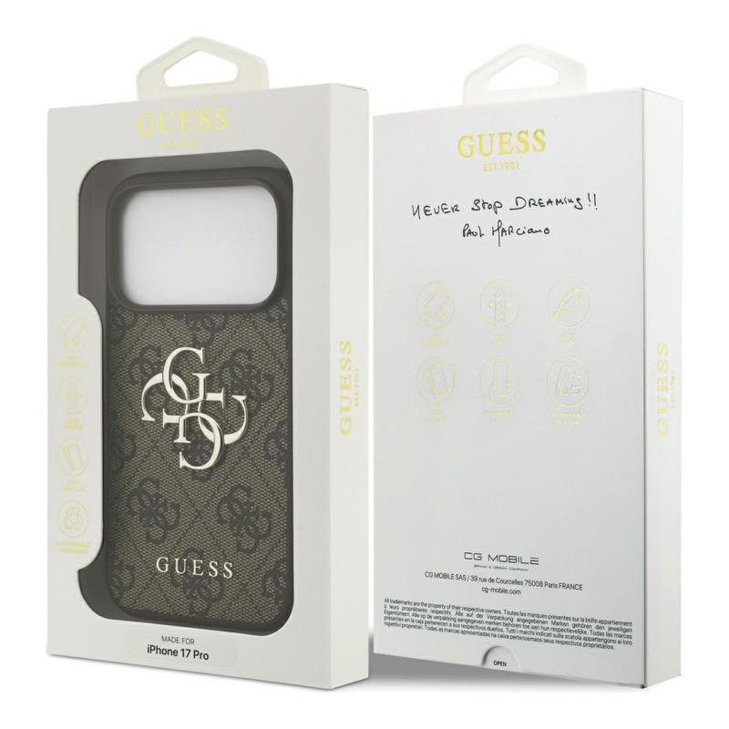 Θήκη PU Guess Apple iPhone 17 Pro Hardcase Big Logo 4G Καφέ
