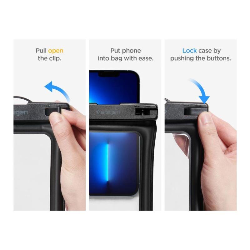 Universal Αδιάβροχη Θήκη Spigen A610 για Smartphones έως 6.9" Μαύρο (1 τεμ.)