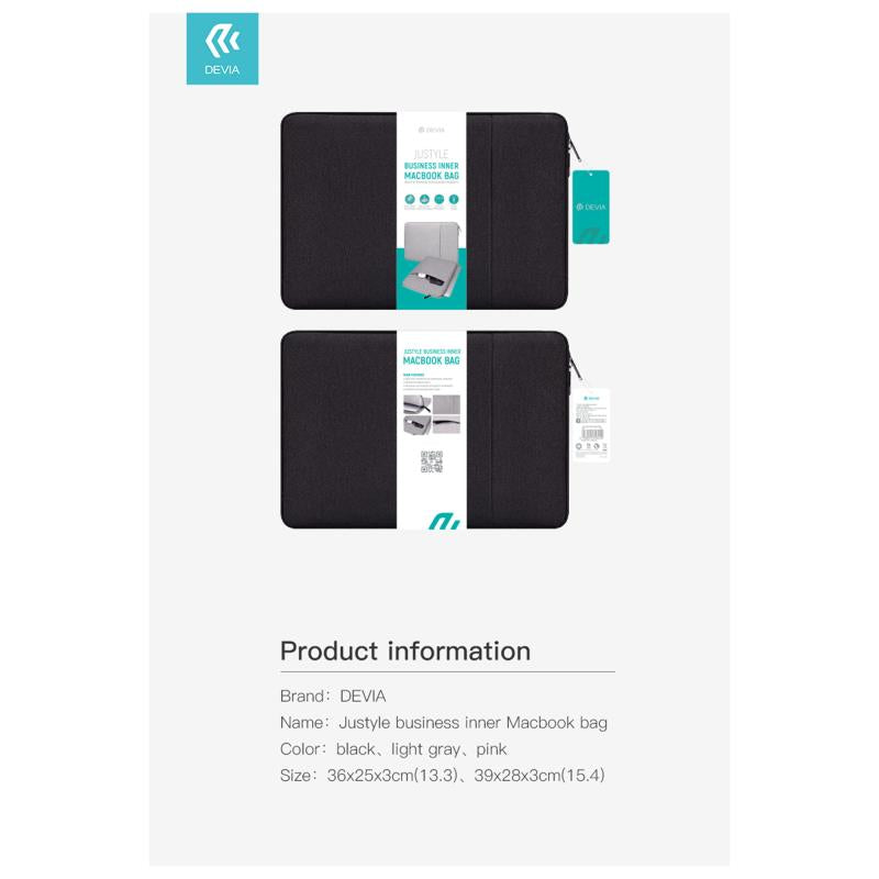 Θήκη Devia Justyle Business Inner MacBook Air 13.3"/ Pro 13.3"/ Pro 14.2" Μαύρο