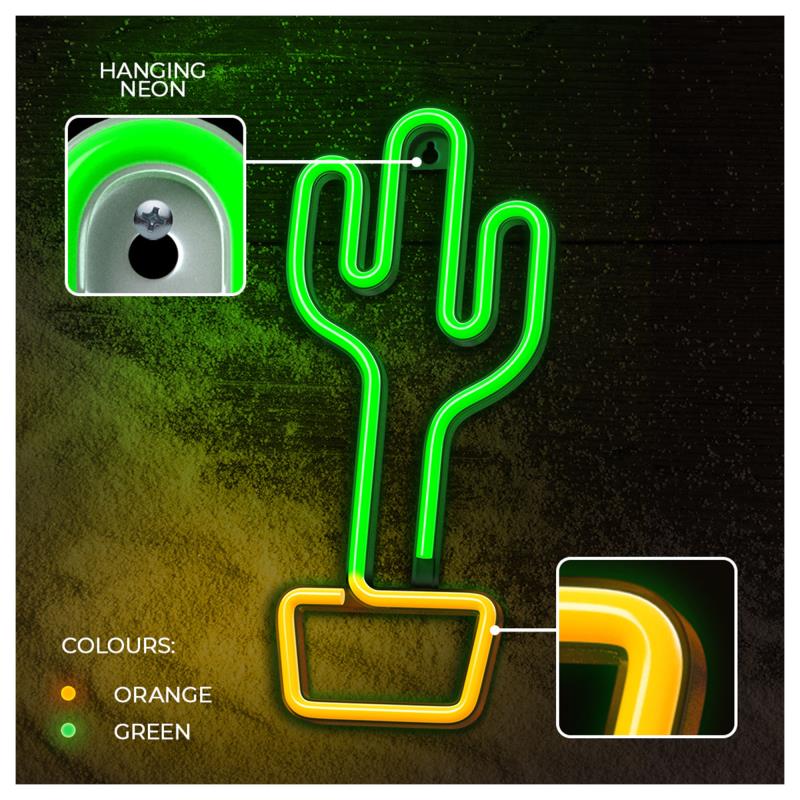 Neon LED Forever Light FLNE02 CACTUS (USB/Μπαταρίας & On/Off) Πράσινο
