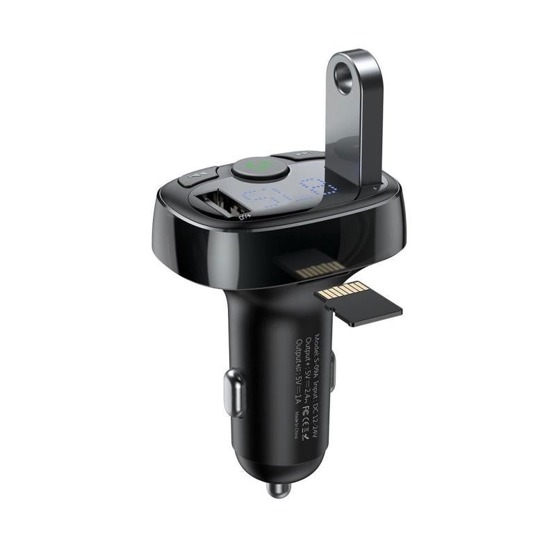 Φορτιστής Αυτοκινήτου Ταχείας Φόρτισης Baseus S-09A T-Type με Διπλή Έξοδο 2xUSB A & Bluetooth MP3, FM & MicroSD Μαύρο