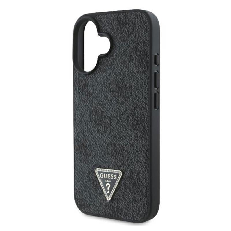 Θήκη PU Guess Leather Apple iPhone 16 Metal Logo Strass Crossbody Black