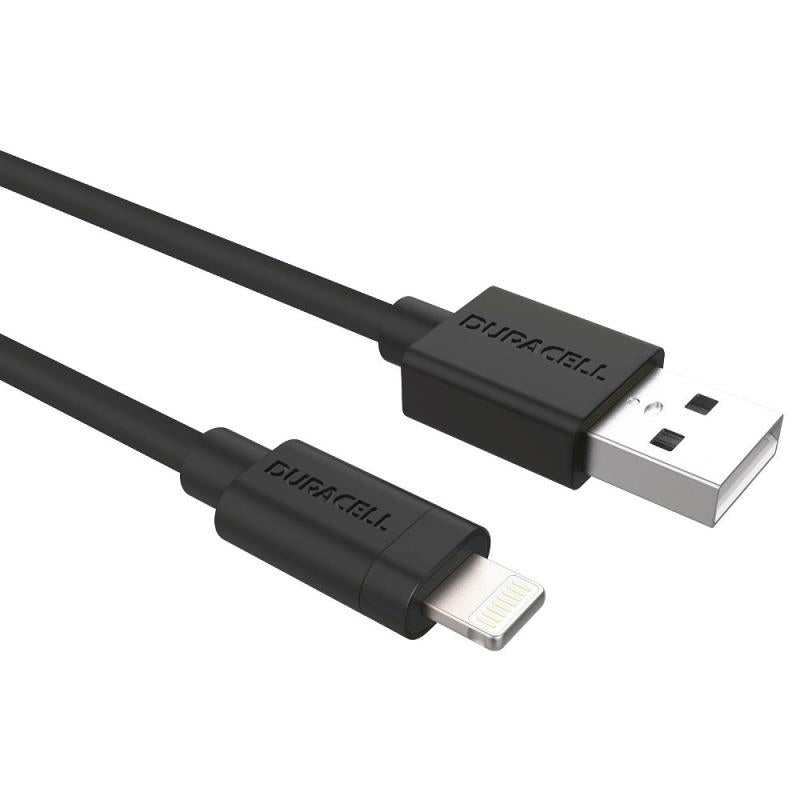 Καλώδιο Σύνδεσης USB 2.0 Duracell USB A σε MFI Lightning 15W 2m Μαύρο