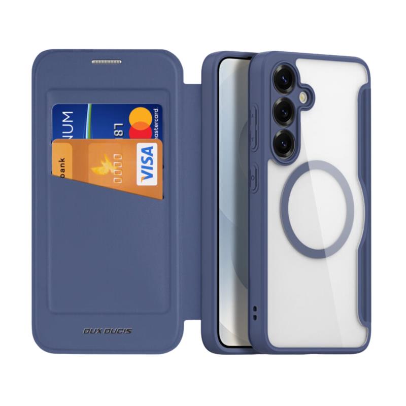 Θήκη Flip Dux Ducis Samsung Galaxy S25 5G Magnetic Wallet με Stand Skin X Pro Μπλε