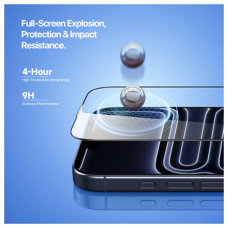 Tempered Glass 2.5D Dux Ducis Apple iPhone 17 Pro με Dust-free Auto Alignment Kit Roga Μαύρο (1 τεμ.)