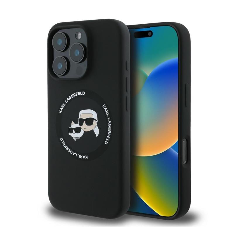 Θήκη Σιλικόνης Karl Lagerfeld Magsafe Apple iPhone 16 Pro Karl & Choupette Heads Μαύρο