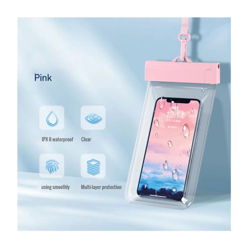 Waterproof Θήκη inos για Smartphones έως 6.9" Διάφανο-Ροζ