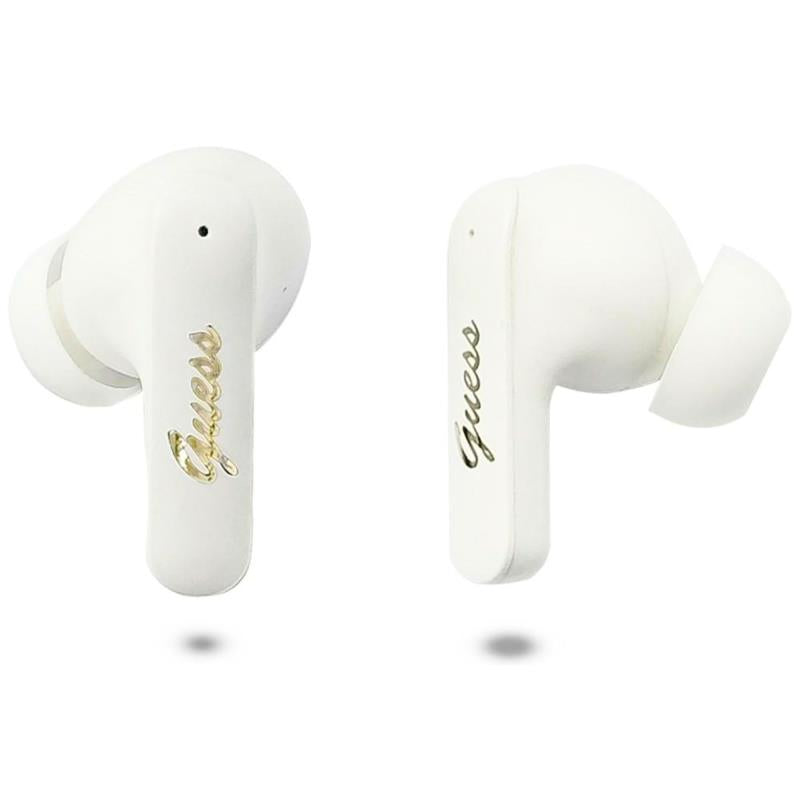 True Wireless Ακουστικά Bluetooth Guess Script Metal Logo 4G Λευκό