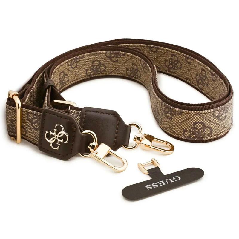 Universal Λουράκι Λαιμού Guess για Θήκες Κινητών CBDY PU Leather Strass Metal Logo 4G Καφέ