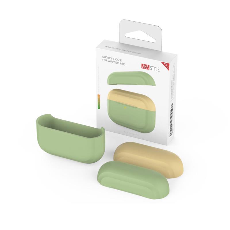 Θήκη Σιλικόνης AhaStyle PT-P2 Apple AirPods Pro DuoTone Φυστικί-Κίτρινο