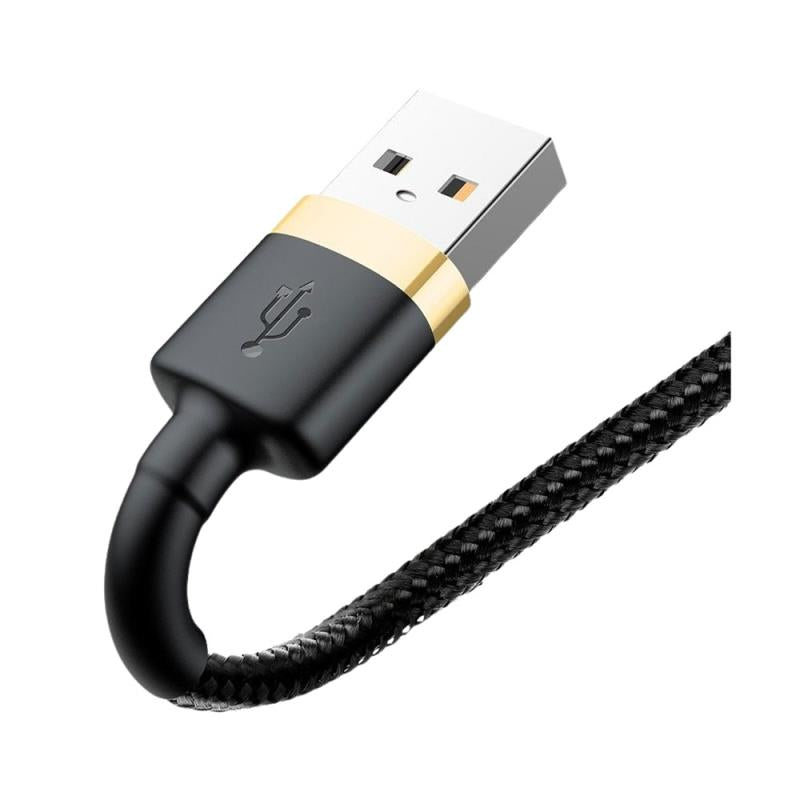 Καλώδιο Σύνδεσης USB 2.0 Baseus Cafule USB A σε Lightning 12W 2.4A 1m Μαύρο-Χρυσό