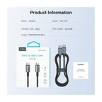 Καλώδιο Σύνδεσης USB 2.0 Choetech XCC-1014 USB C σε USB C PD 60W 1.2m Μαύρο