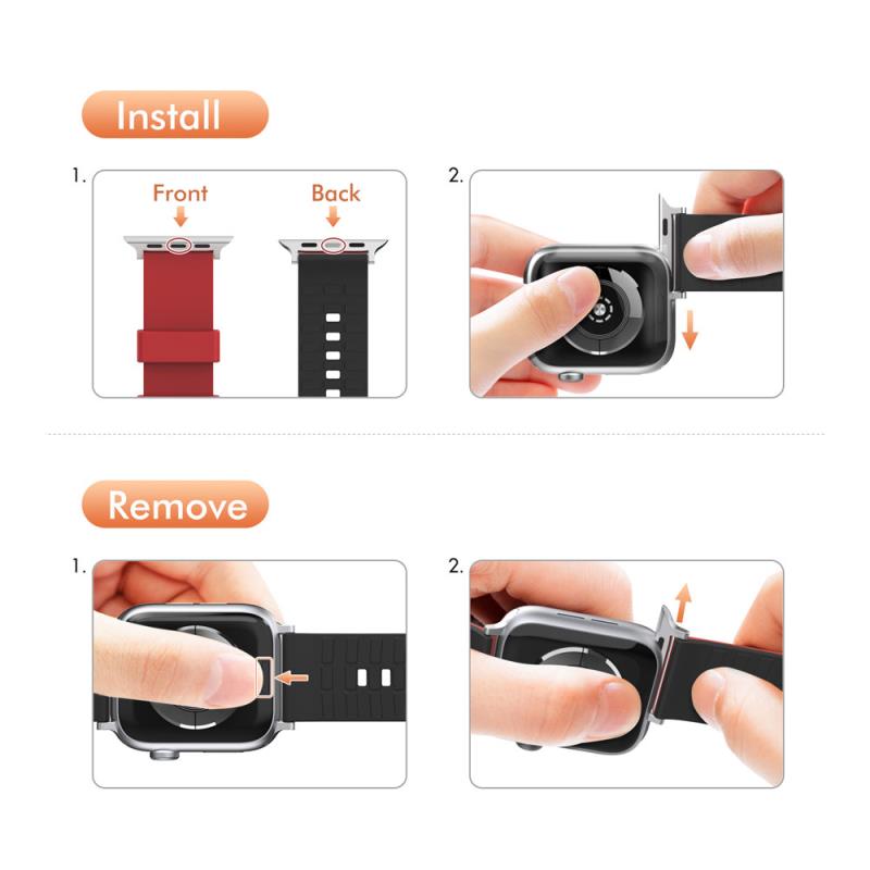 Λουράκι Σιλικόνης Ahastyle WA11 Duotone Premium Silicone Apple Watch (38/ 40/ 41/ 42mm) Σκούρο Κόκκινο-Μαύρο