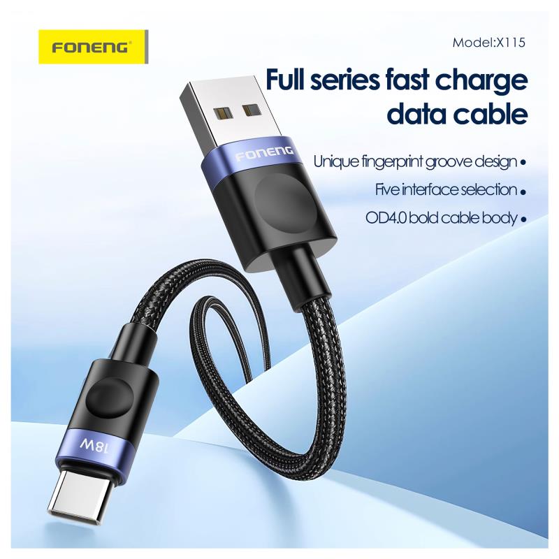 Καλώδιο Σύνδεσης USB 2.0 Foneng X115 Metal Head Braided USB C σε Lightning PD 27W 1m Μαύρο
