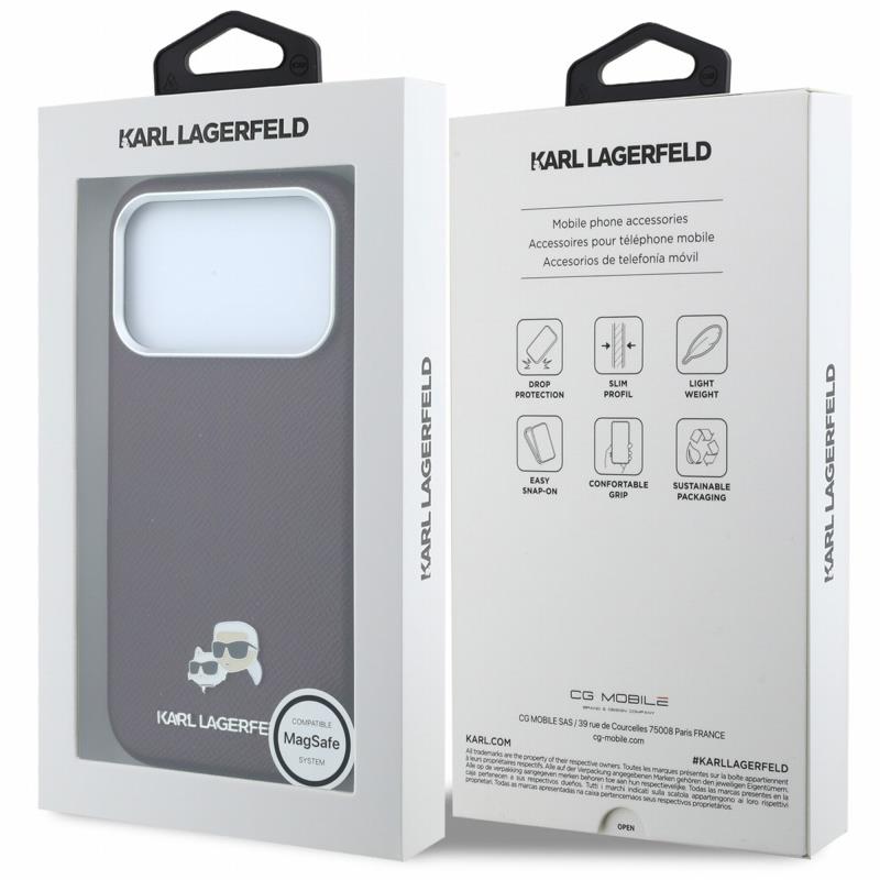 Θήκη PU Karl Lagerfeld Magsafe Apple iPhone 18 Pro Max/ 17 Pro Max Grained Leather Karl & Choupette Heads Μπορντώ
