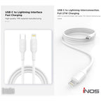 Καλώδιο Σύνδεσης USB 2.0 inos UltraCon USB C σε Lightning 27W 1m Λευκό