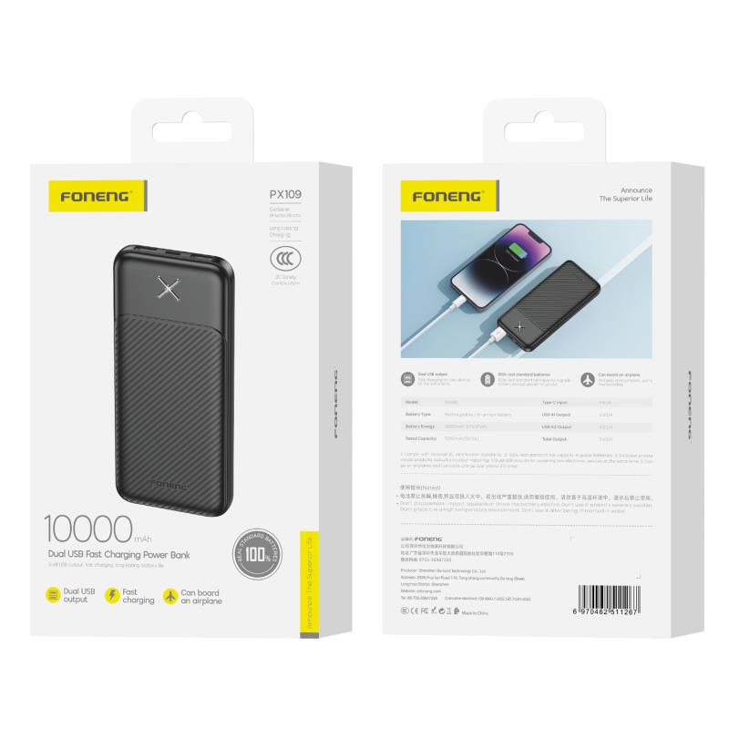 Φορτιστής Ανάγκης Foneng PX109 10W 10000mAh Μαύρο
