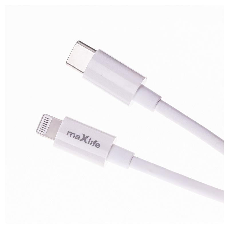 Φορτιστής Ταξιδίου Ταχείας Φόρτισης Maxlife MXTC-06-20AC με Διπλή Έξοδο USB A & USB C 20W & Καλώδιο USB C σε Lightning 1m Λευκό